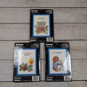 Janlynn Vintage Counted Cross Stitch Kit Lot‎ of 3: God Bless, Love You, hugs